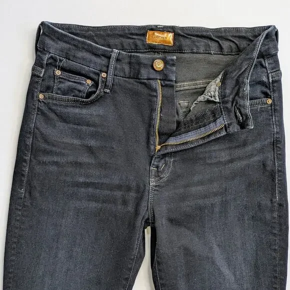 Mother Jeans Looker Womens 28 Charcoal Black Skinny High Waist Coffee Tea or Me - Picture 5 of 12